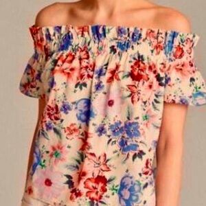GAP off the shoulder, cotton blouse, beautiful floral